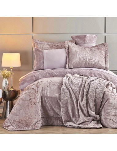 KARACA PARURE DE LIT VALERIA BEST VIEUX ROSE SECHEE 8 PIECES en stock