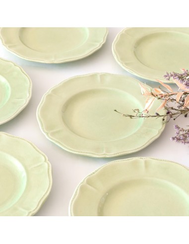 6 assiettes à dessert Longchamp - vert amande sur le site 