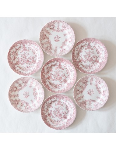 7 assiettes Sarreguemines terre de fer rose en stock