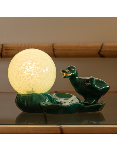 Lampe Art Deco céramique canard et verre de Clichy rembourrage situé sous