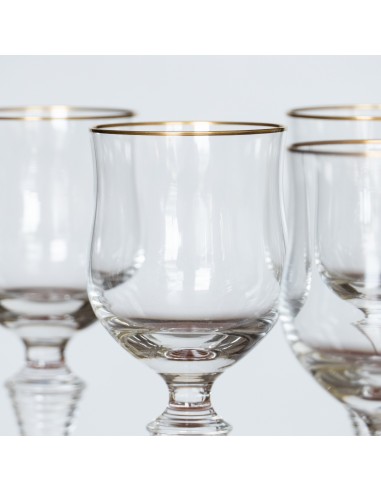 6 verres en cristal pied tornade et liseré or plus qu'un jeu 