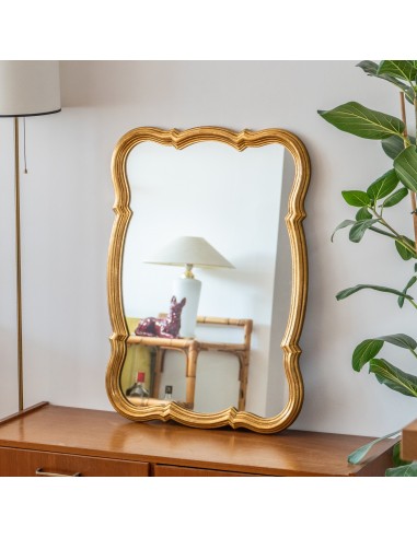 Grand miroir en bois chantourné doré basket pas cher