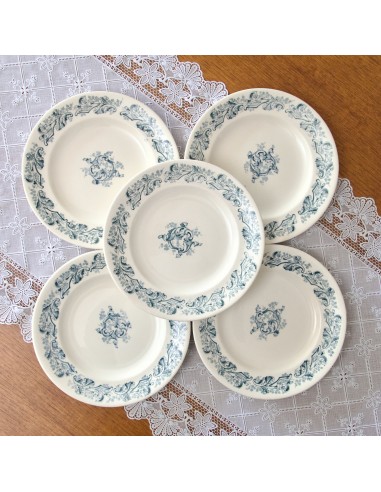 5 assiettes plates terre de fer XIXe - Longwy Russe TBE les muscles