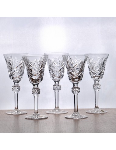 5 grands verres en cristal taillé - Cristallerie de Lorraine Lemberg brillant des détails fins