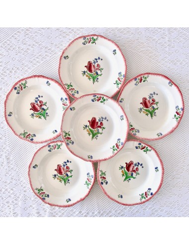 6 assiettes creuses XIXe Gien "Lorraine" prix pour 