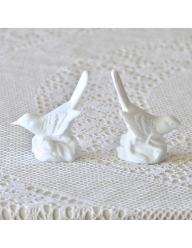 Duo de statuettes oiseaux en biscuit de porcelaine pas cher chine