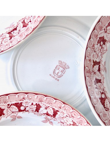 12 assiettes St Amand "mûrier" - terre de fer rose JUSQU'A -70%! 