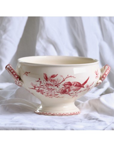 Grande coupe XIXe Sarreguemines "Favori" - terre de fer rose pas cher chine