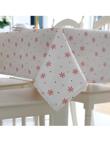 Nappe Noël  Blanche et flocon rouge Jusqu'à 80% De Réduction